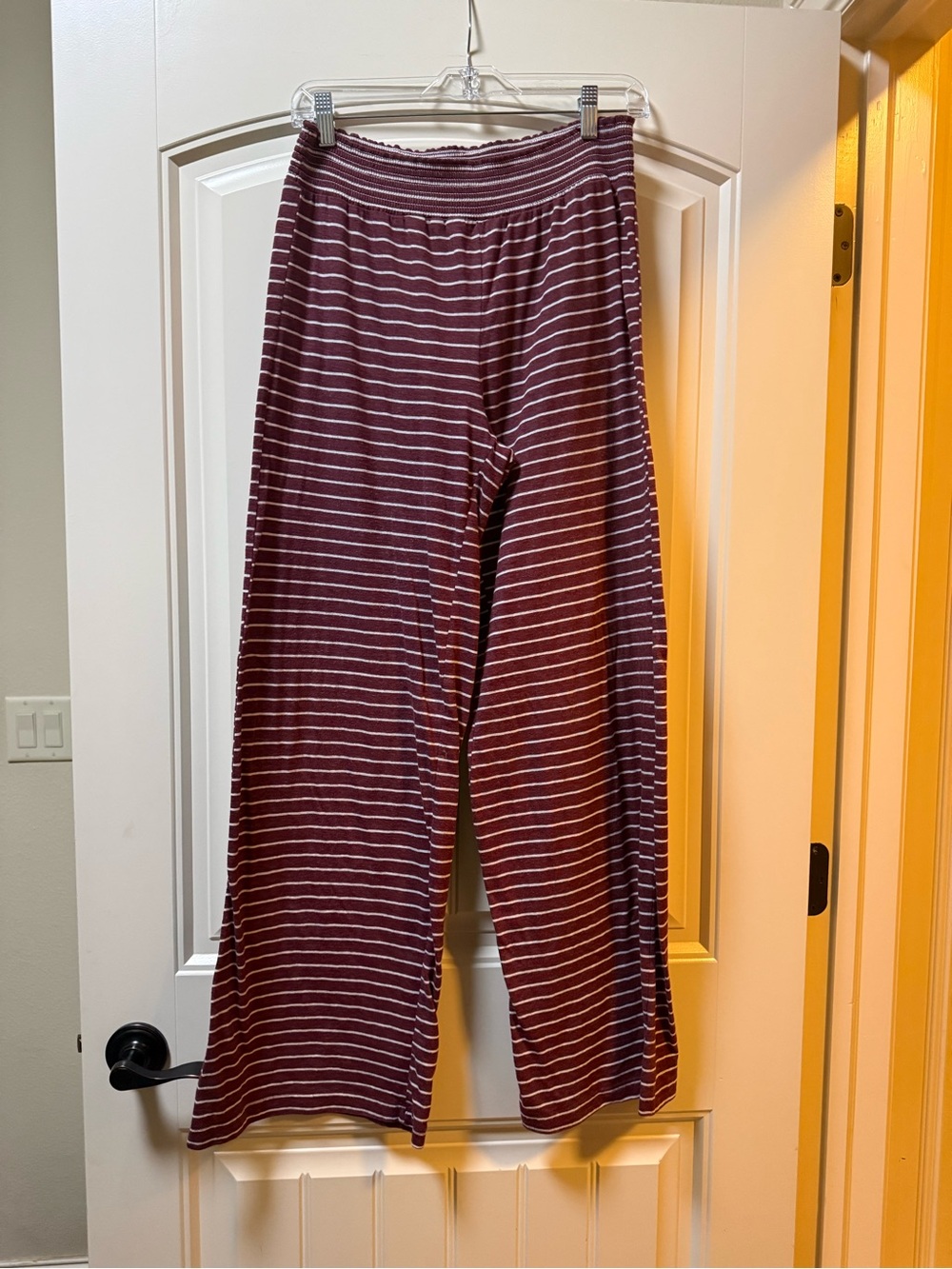 boxercraft Wide Leg Stripe Pants in Burgundy and White
